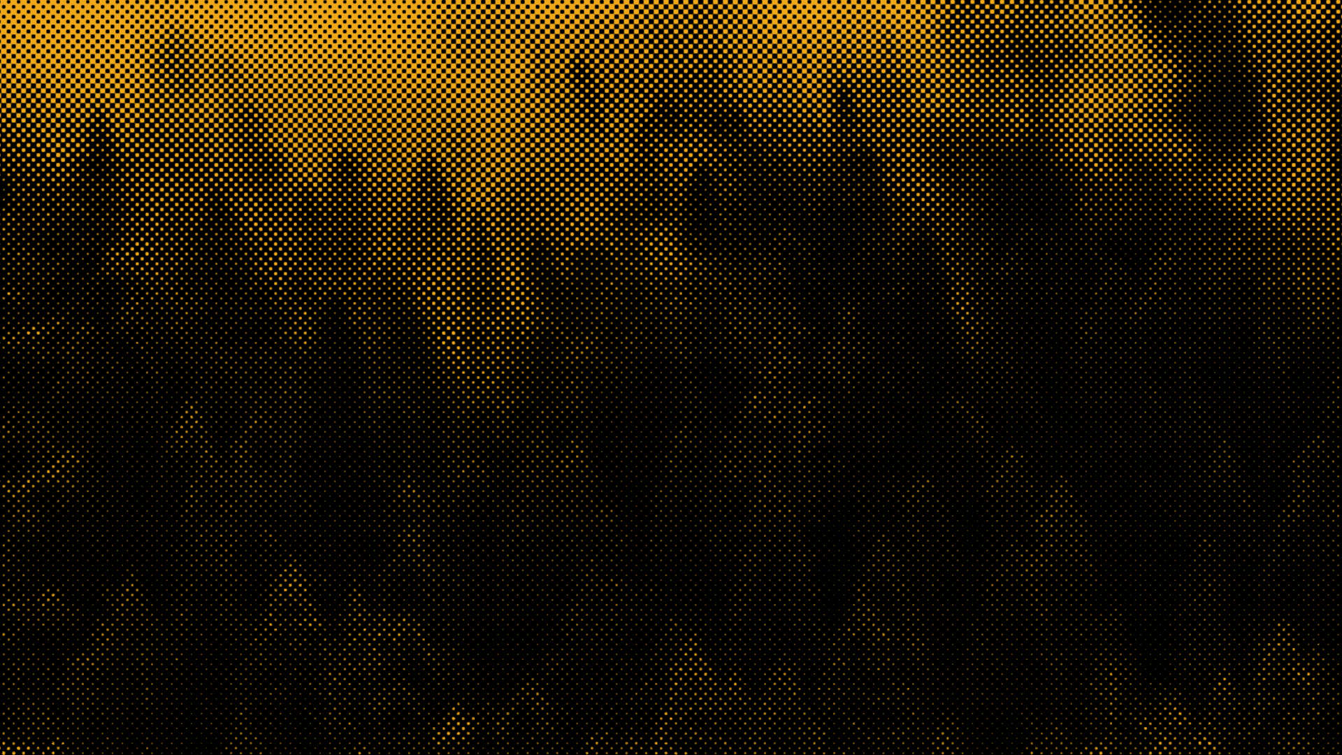 Yellow and black halftone image of trees in mist